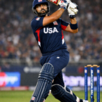 Nitish Kumar batting for USA in a professional cricket match