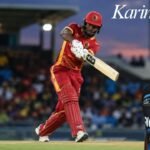 Karima Gore of the Antigua and Barbuda Falcons batting or bowling in a Caribbean Premier League match.